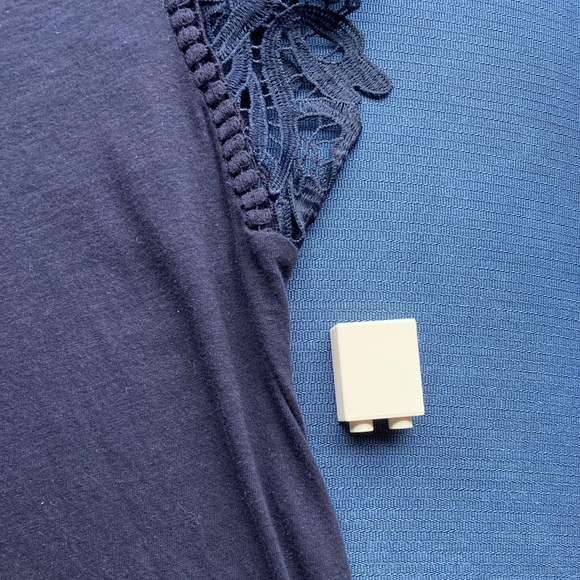 Loft Navy Blue Lace Flutter Sleeve T-shirt - Picture 5 of 5